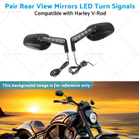 2x Rear View Mirrors LED Turn Signals Muscle Suitablefor Harley Davidson V-Rod