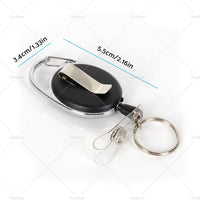 10X Key Rings Retractable Chain ID Pull Holder Reel Belt Clip Extend Recoil Oval