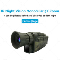 IR Night Vision Monocular 5X Zoom Telescope Digital HD Camera Hunting Video 4K