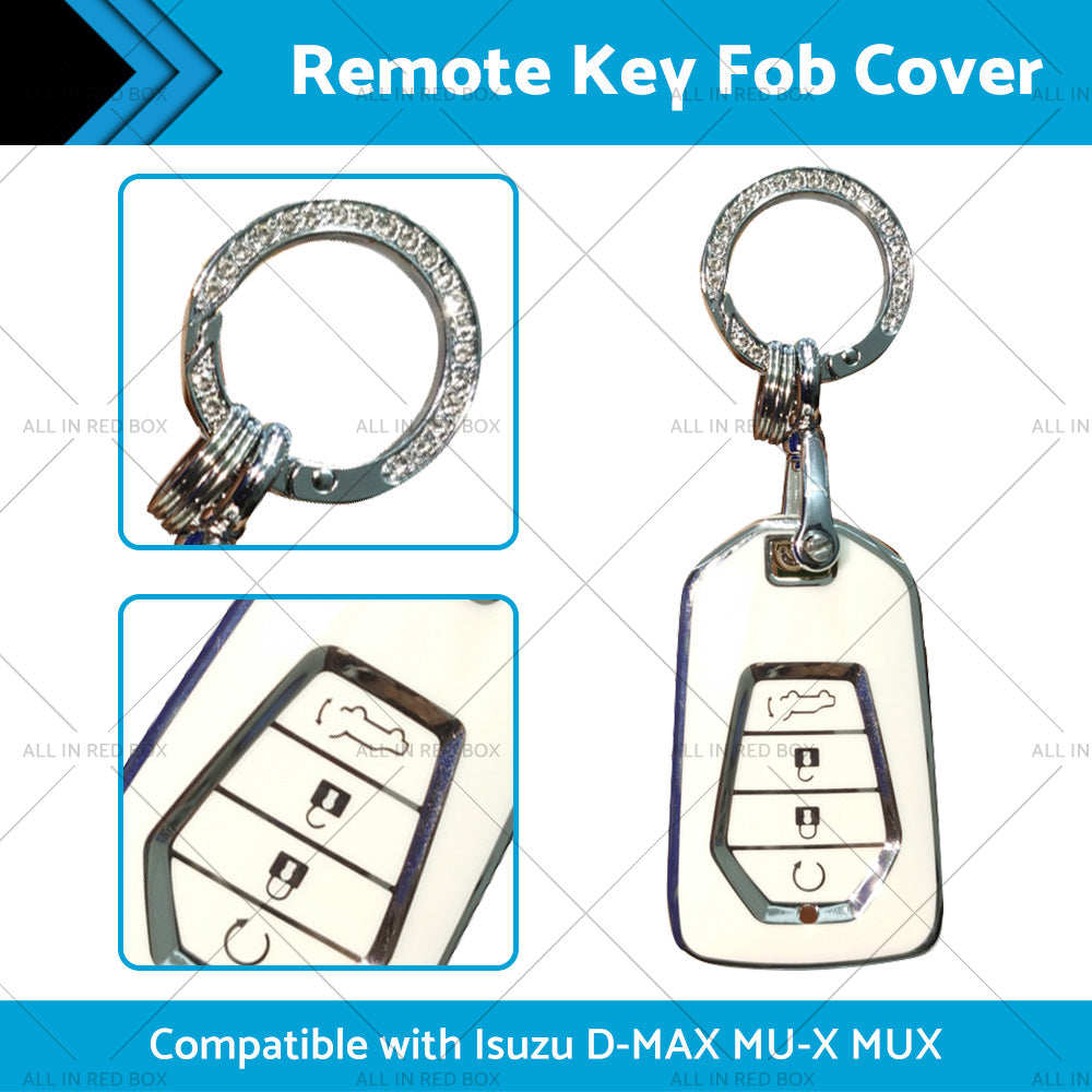 TPU Car Remote Key Fob Cover Suitable for Isuzu D-MAX MU-X MUX 4 Button White