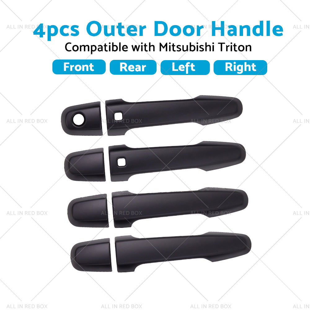 4PCS Matt Black Door Handle Cover Suitable For Mitsubishi Triton MQ MR 2015-2021