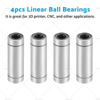 4PCS LM8UU Extra Long Linear Ball Bearings 8mm Bore Dia 15mm OD 45mm Length