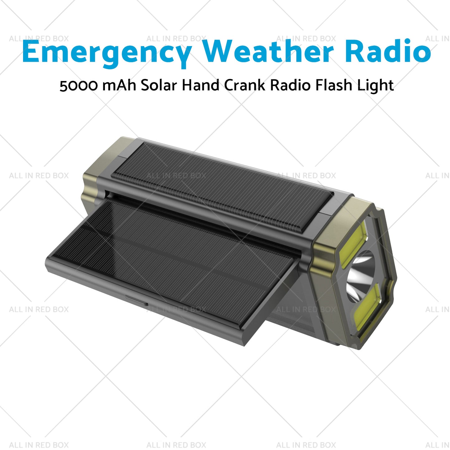 Solar Hand Crank Radio Emergency Weather 5000mAh Power Bank Charger Flash Light