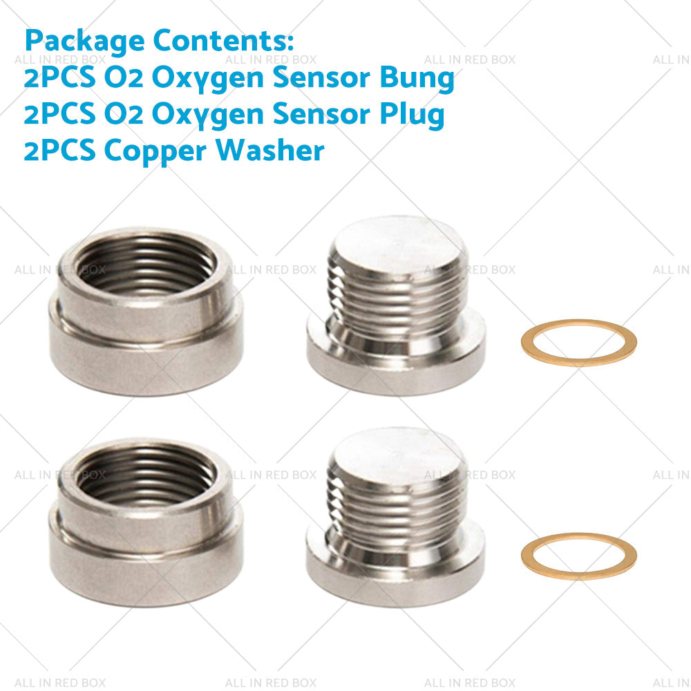 2 SETS O2 Oxygen Sensor Bung Weld On w or Plug  and  Washer M18x1. 5mm