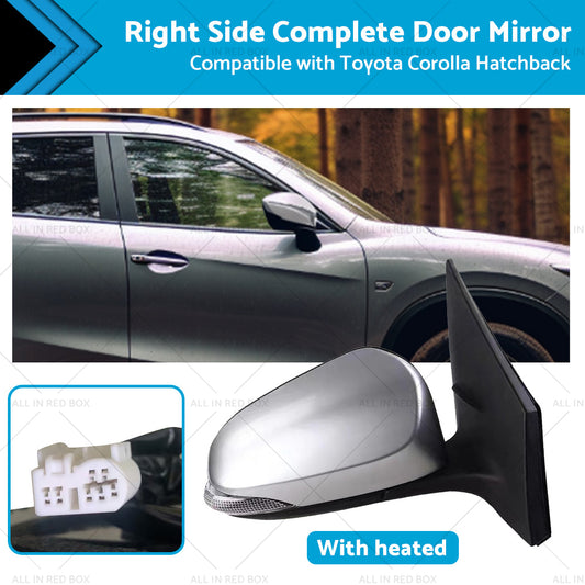 Door Mirror Suitable for Toyota Corolla ZRE182 12-18 Hatch Right Silver Heated