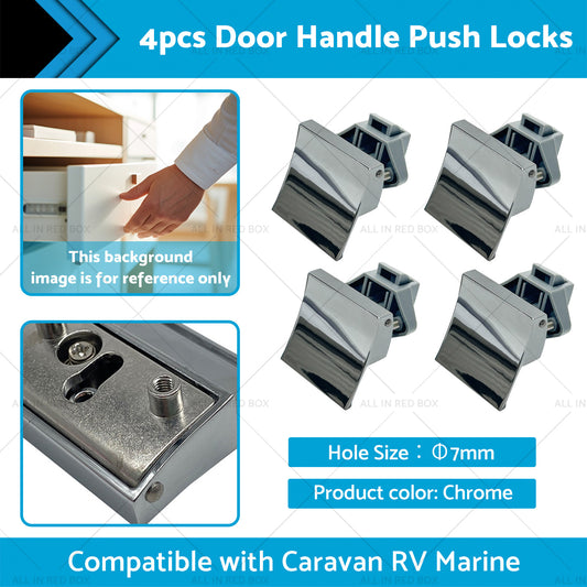 4x Door Handle Push Locks Suitable for Caravan RV Marine Cupboard Latch Knob