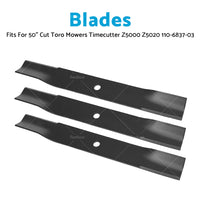 3x Blades For 50 inch  Cut Toro Mowers Timecutter Z5000 Z5020 110-6837-03