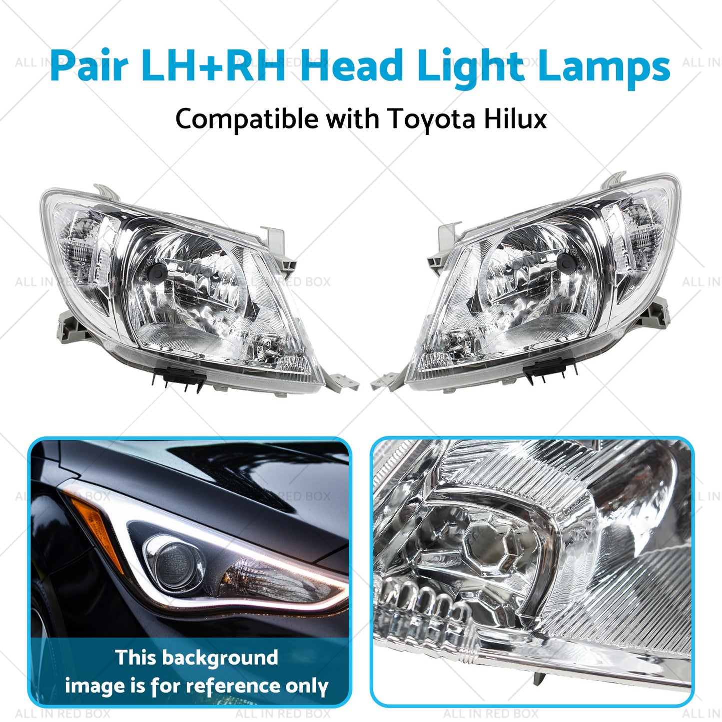 Pair LHRH Head Light Lamps Suitable for Toyota Hilux Ute 2008-2012 2WD 4WD