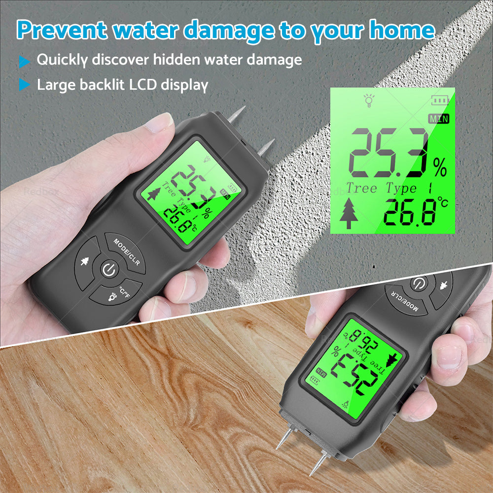 2-Pin Digital LCD Moisture Meter Damp Detector Wood Humidity CaravanTester Tool