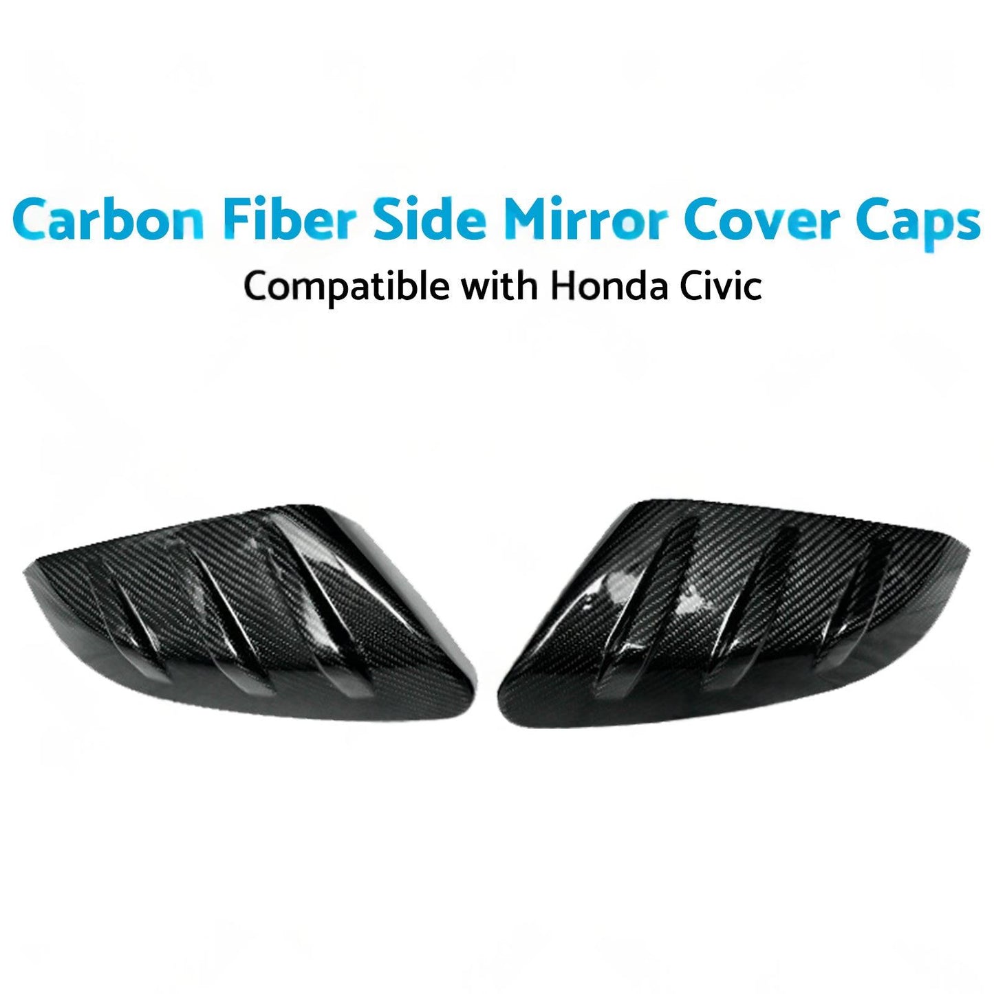 2x Carbon Fiber Side Mirror Cover Caps Suitable for 16-21 Honda Civic