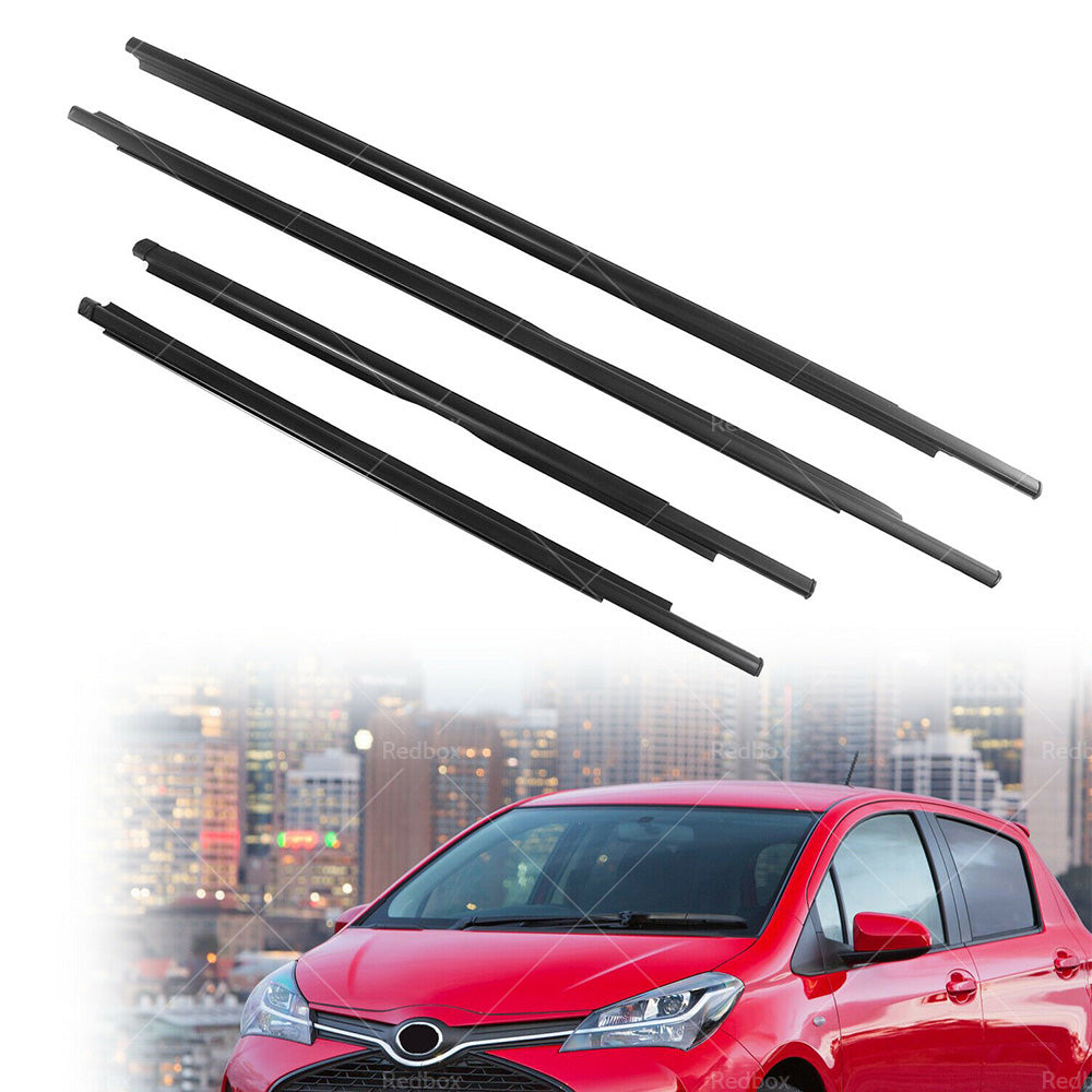 4x Car Window Glass Seal Weatherstrip Sweep Belt Suitable For Toyota Yaris 07-11