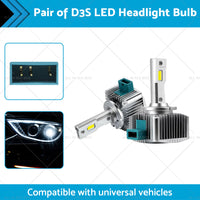 {{ Pair of D3S LED Headlight Bulbs Conversion Kit Replace HID Xenon Lamps 90W 2pcs }} - Buy Car Parts Online at {{ Kaka Auto Parts }}.