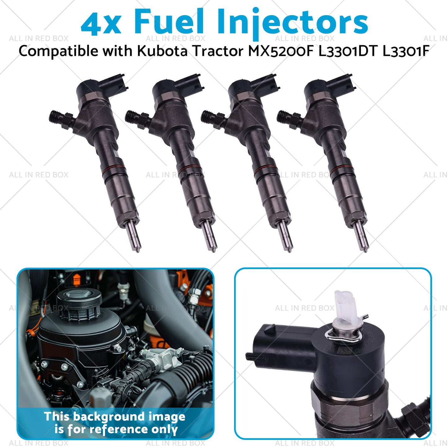 4x Fuel Injectors Suitable for Kubota Tractor MX5200F L3301DT L3301F 0445110775