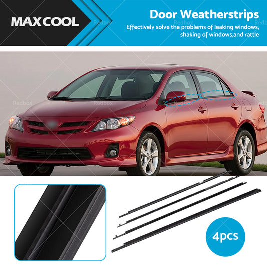 4xWindow Glass Seals Window Weather Strip Suitable For Toyota Corolla Sedan09-12