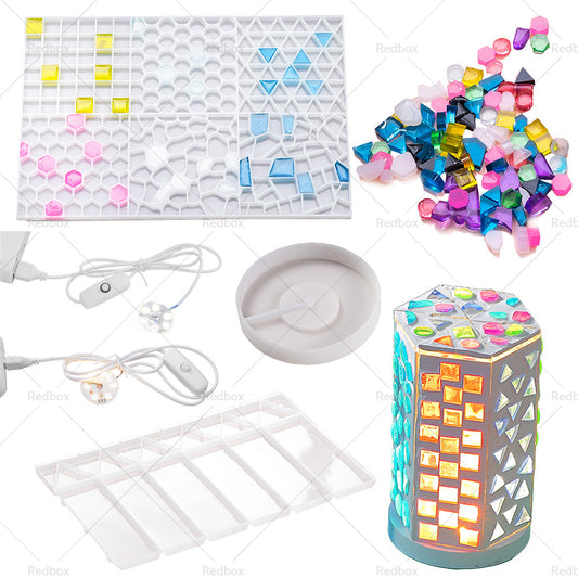 Silicone Resin Mold Mosaic Table Lamp Night Light Mold Set DIY Craft Pen Holder