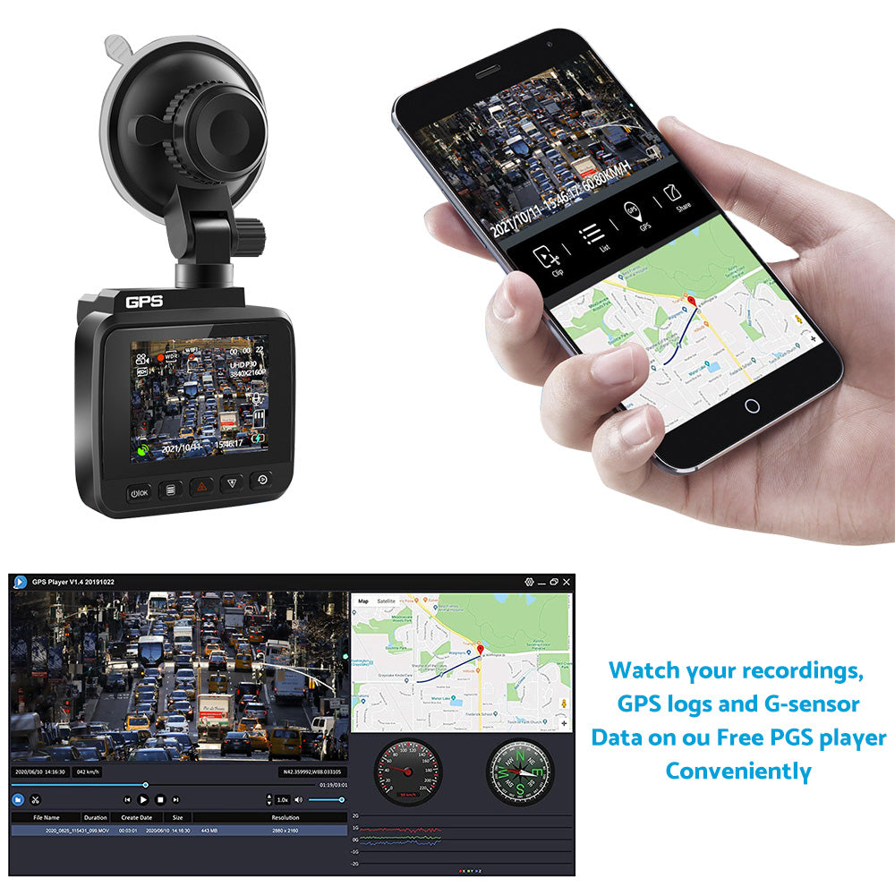 4K Car Dash Camera Recorder Suitable For Vehicles Built-in WiFi GPS UHD 2160P LCD 170?? WDR Night Vision