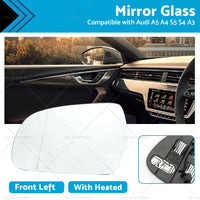 Left Side Mirror Glass with Heated Back Base Suitable for Audi A3 A4 S4 A5 S5