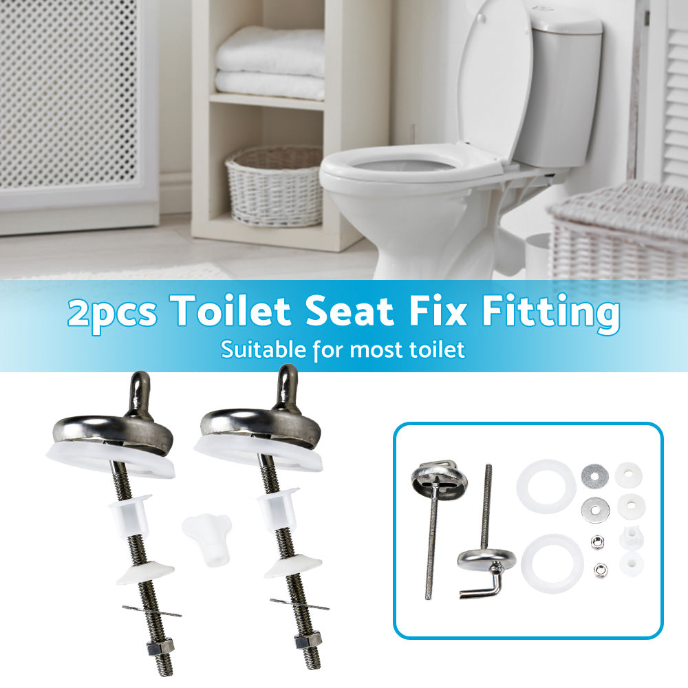 2PCS Toilet Seat Fix Fitting Stainless Back To Wall Replace Quick Release Hinges