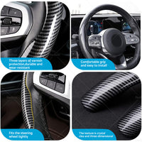 2x Black Carbon Fiber Car Steering Wheel Booster Non-Slip Cover Trim Accessories