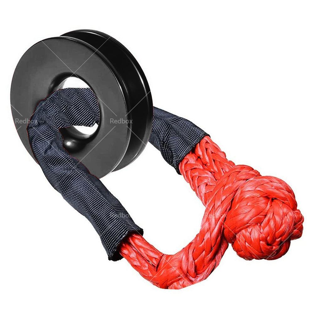 37479lbs Recovery Ring Snatch Block Pulley w/ Soft Shackle Tow Winch Rope Straps