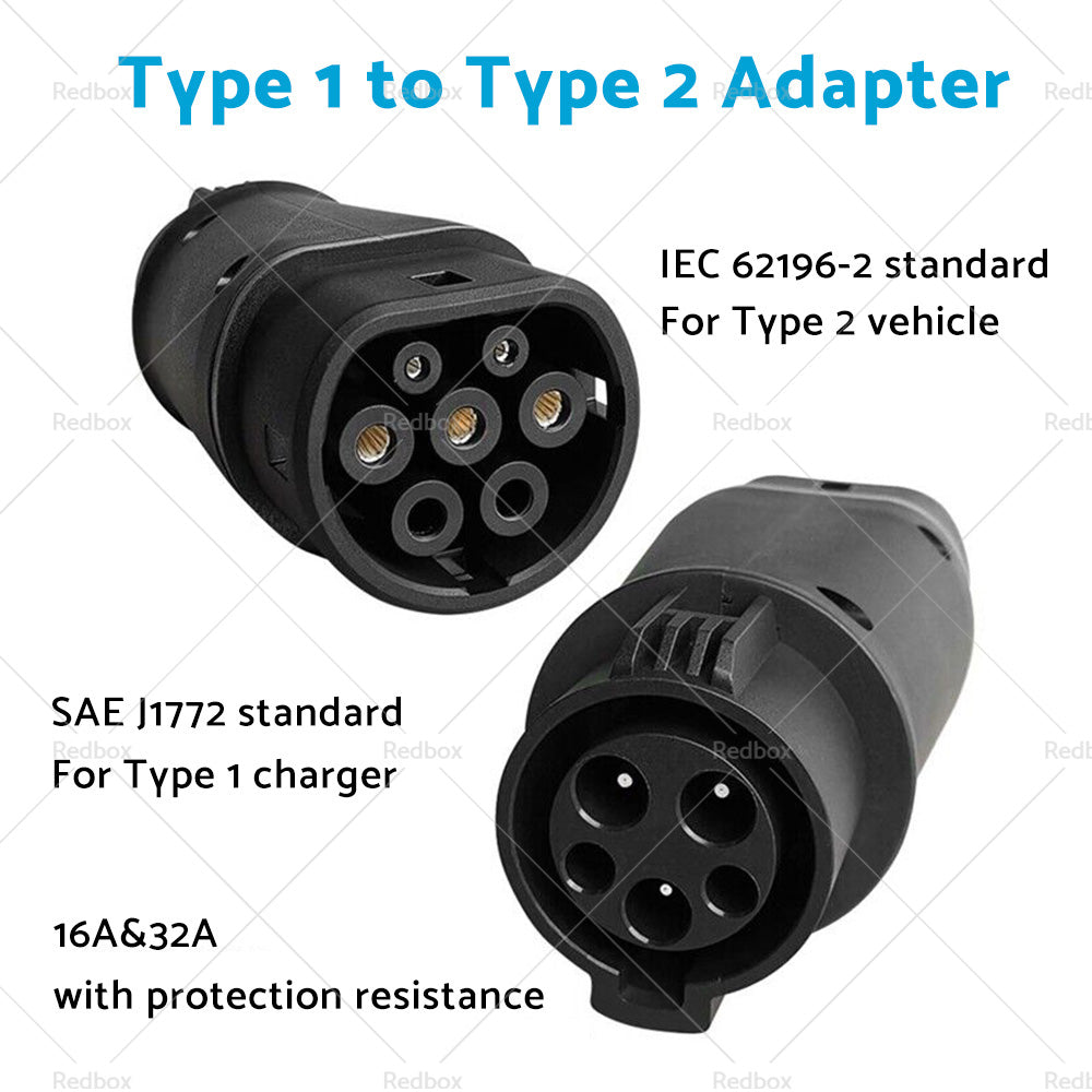 EVSE EV Adaptor 32A J1772 Type 1 to Type 2 Plug EV Adapter, Electric Cars V A3Y2