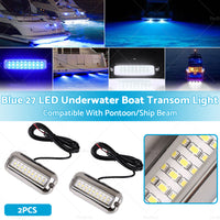 2x Blue 27LED Underwater Boat Marine Transom Light 316 Stainless Steel Pontoon