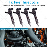 4x Fuel Injectors Suitable for Kubota Tractor MX5200F L3301DT L3301F 0445110775