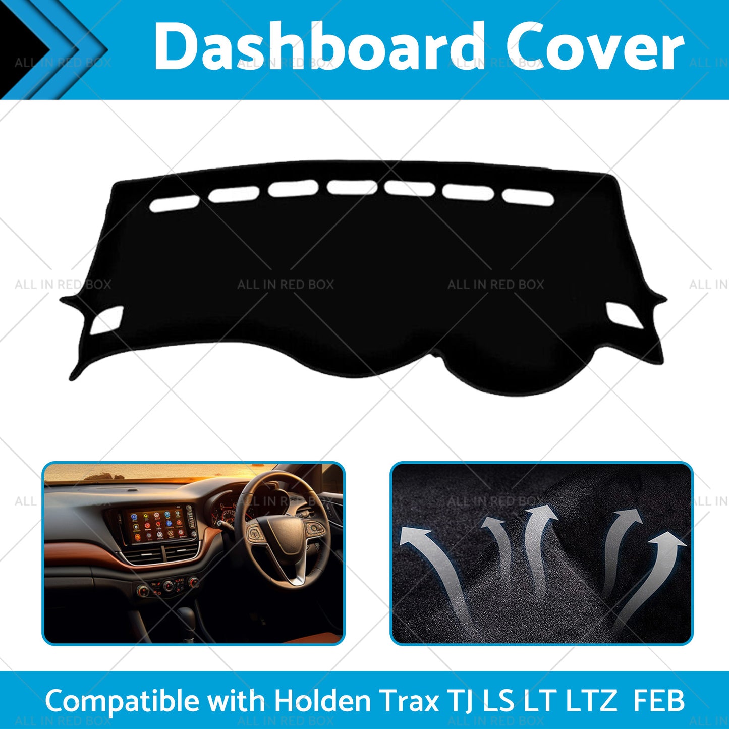 Non-Slip Dash Mat Suitablefor Holden Trax  TJ LS LT LTZ MY17 FEB 2017-2019 Black