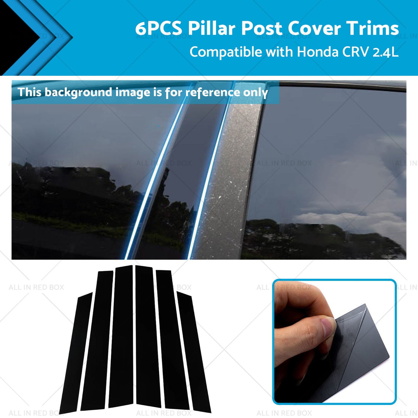 6PCS Black Window Trim Covers Suitable for 07-11 Honda CRV 2. 4L