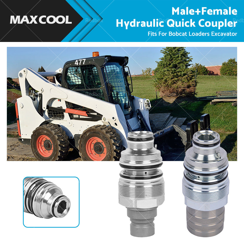 For Bobcat Male  and  Female Hydraulic Flat Face Quick Coupler 46mm 1 13 or 16 inch  thread
