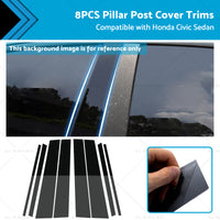 8PCS Black Pillar Post Cover Trims Suitable for Honda Civic Sedan 12-15