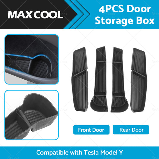 Suitable for Tesla Model Y 4PCS Front Rear Door Side Storage Box Tray Organizer