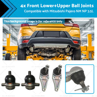 4x Front LowerUpper Ball Joints Suitable for Mitsubishi Pajero NM NP 3. 5L 00-11