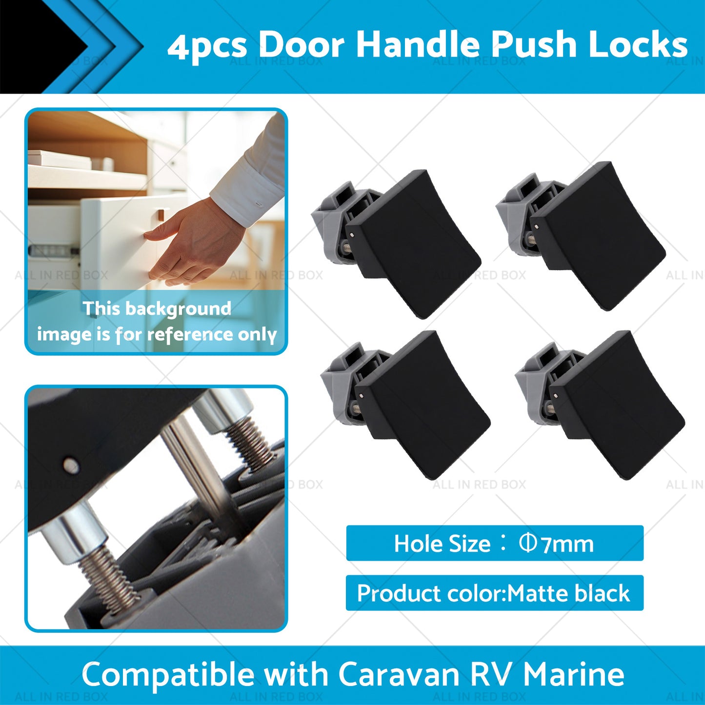 4pcs Handle Push Locks Square Shape Suitable for Caravan RV Marine Latch Knob