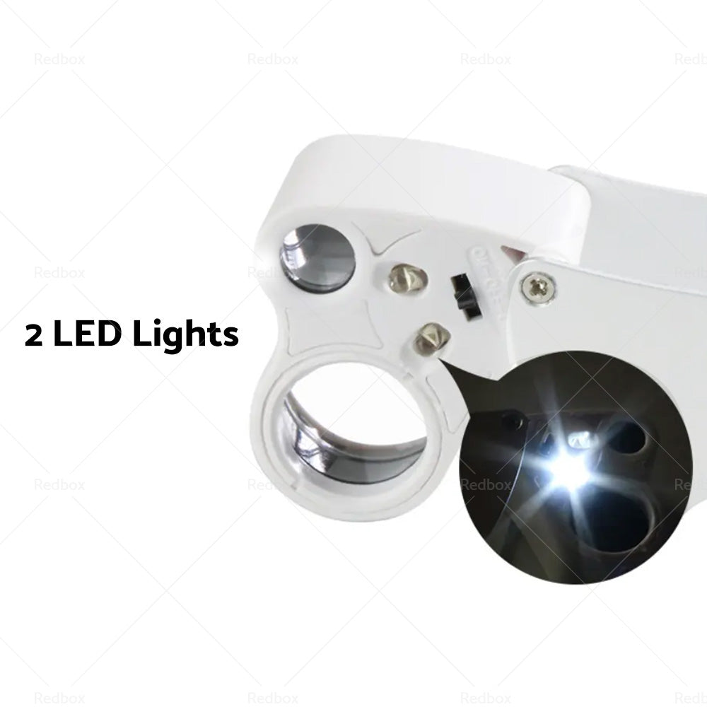 30X 60X Jewelry Loupe LED Lighted Illuminated Jewelers Eye Loop 2 Lens Magnifier