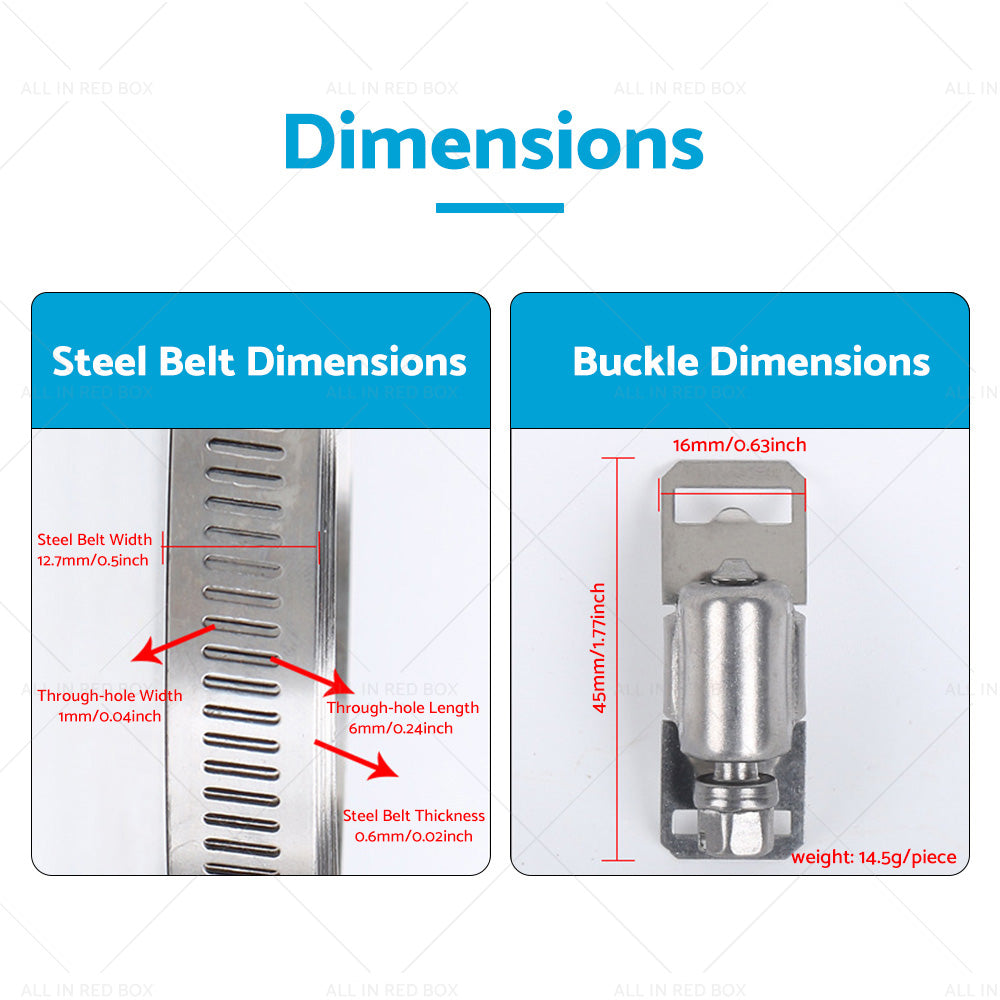 304 Stainless Steel Worm Clamp Hose Clamps Strap with Fasteners Adjustable DIY