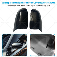 2x Black Rear Mirror Cover Caps Suitable For BMW X3 X4 X5 X6 G01 G02 G05 G06