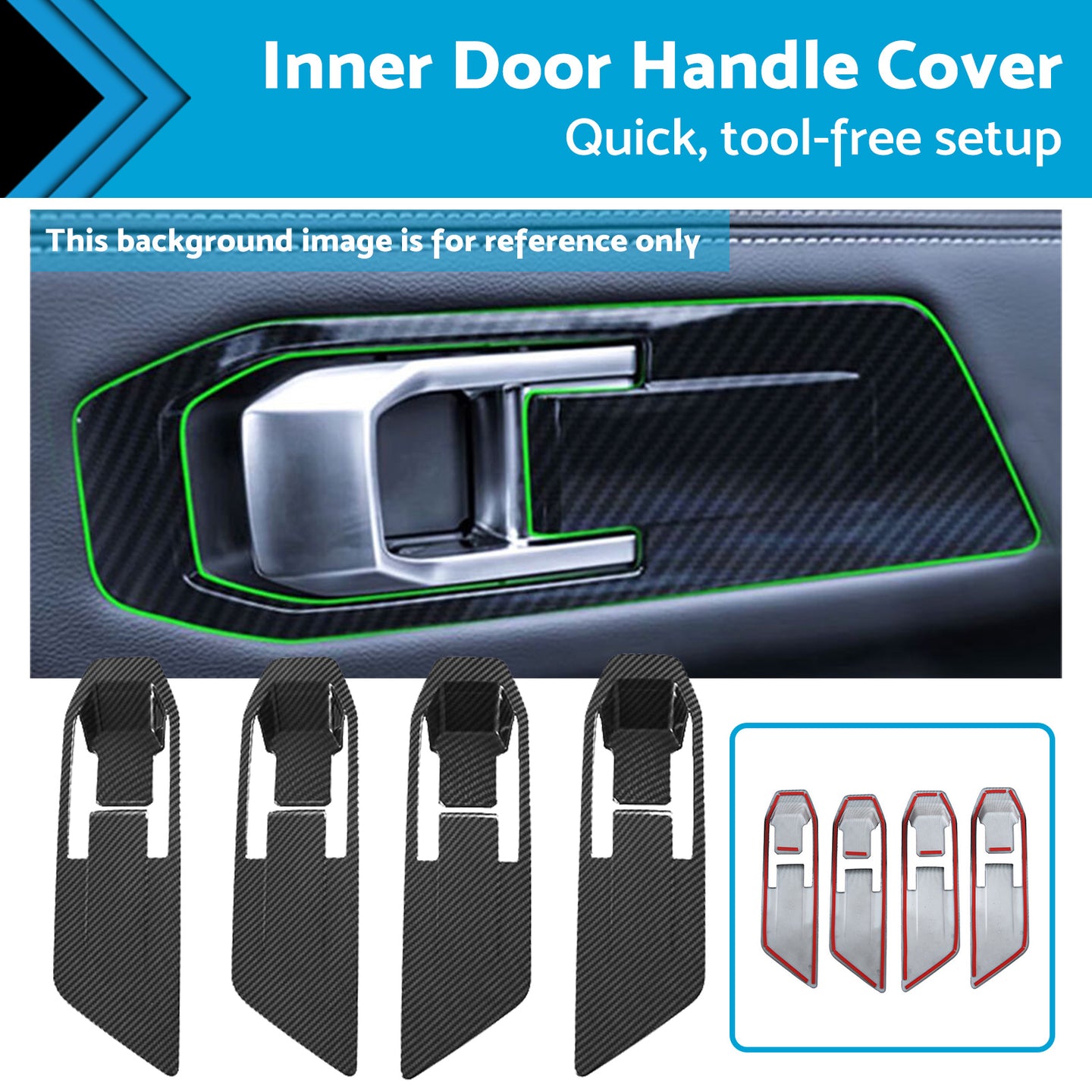 {{ Carbon Fiber Inner Door Handle Cover Suitable For Mitsubishi Triton L200 23-25 }} - Buy Car Parts Online at {{ Kaka Auto Parts }}.