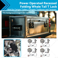 4 Set Chrome Power Operated Recessed Folding Whale Tail T-Lock Handle Toolbox