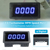 4 Digital LED Tachometer RPM Speed Meter  Hall Proximity Switch Sensor NPN Set