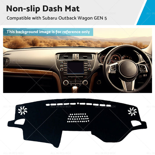 Black Non-Slip Dash Mat Cover Suitable For Subaru Outback Wagon GEN 5 2015-2020