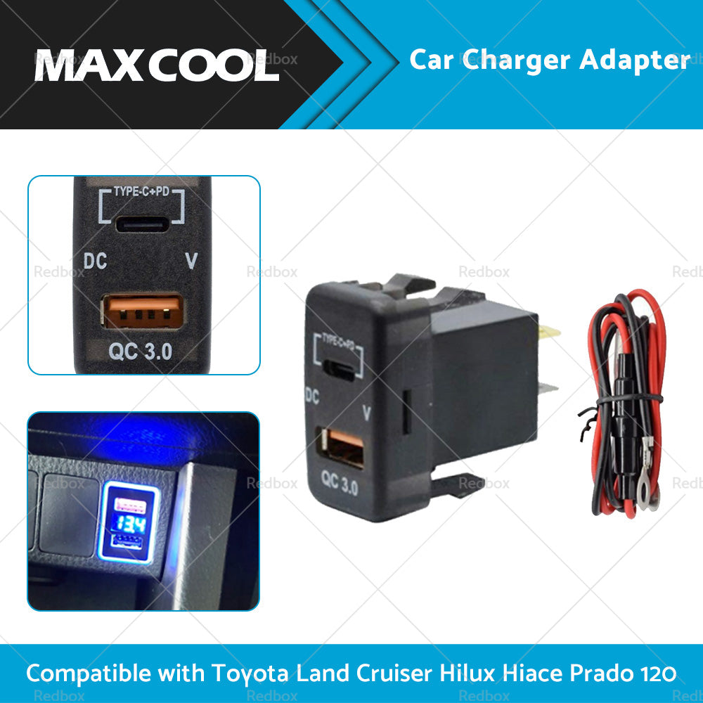 Type-C  USB Car Charger Adapter Voltmeter Suitable For Land Cruiser Prado 120