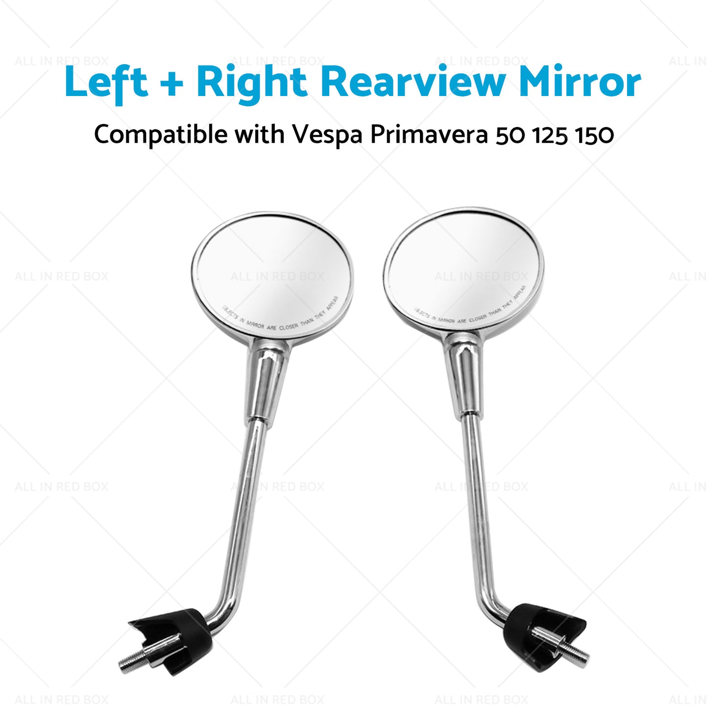 Left  and  Right Rearview Mirror Chrome Suitable For Vespa Primavera 50 125 150