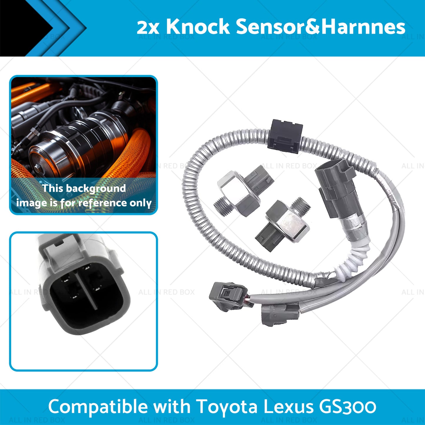 89615-12090 2x Knock Sensor and Harnnes Suitable for Toyota Lexus GS300 3. 0L 4Runner