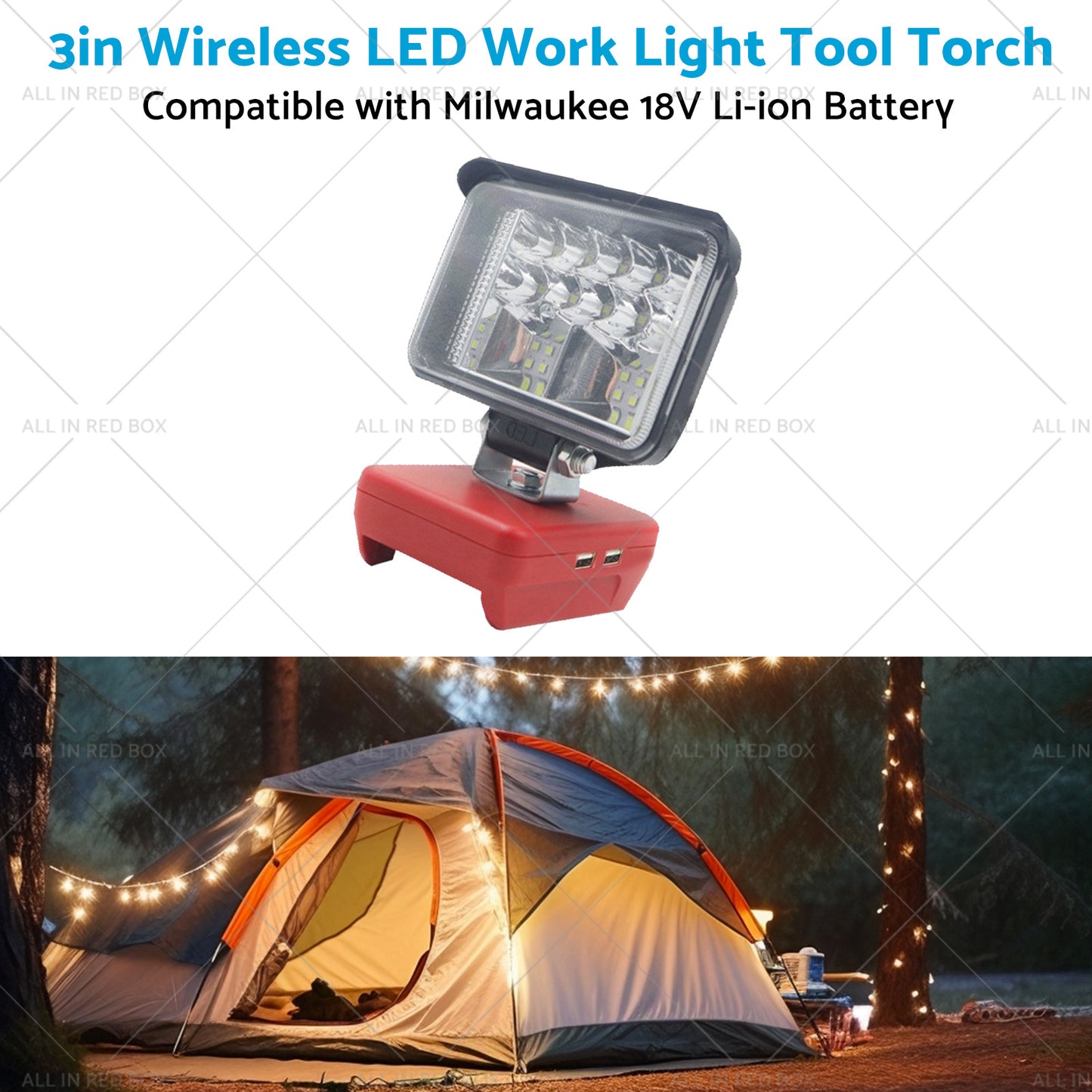 3in Wireless LED Work Light Tool Torch Suitable for Milwaukee 18V Li-ion Battery