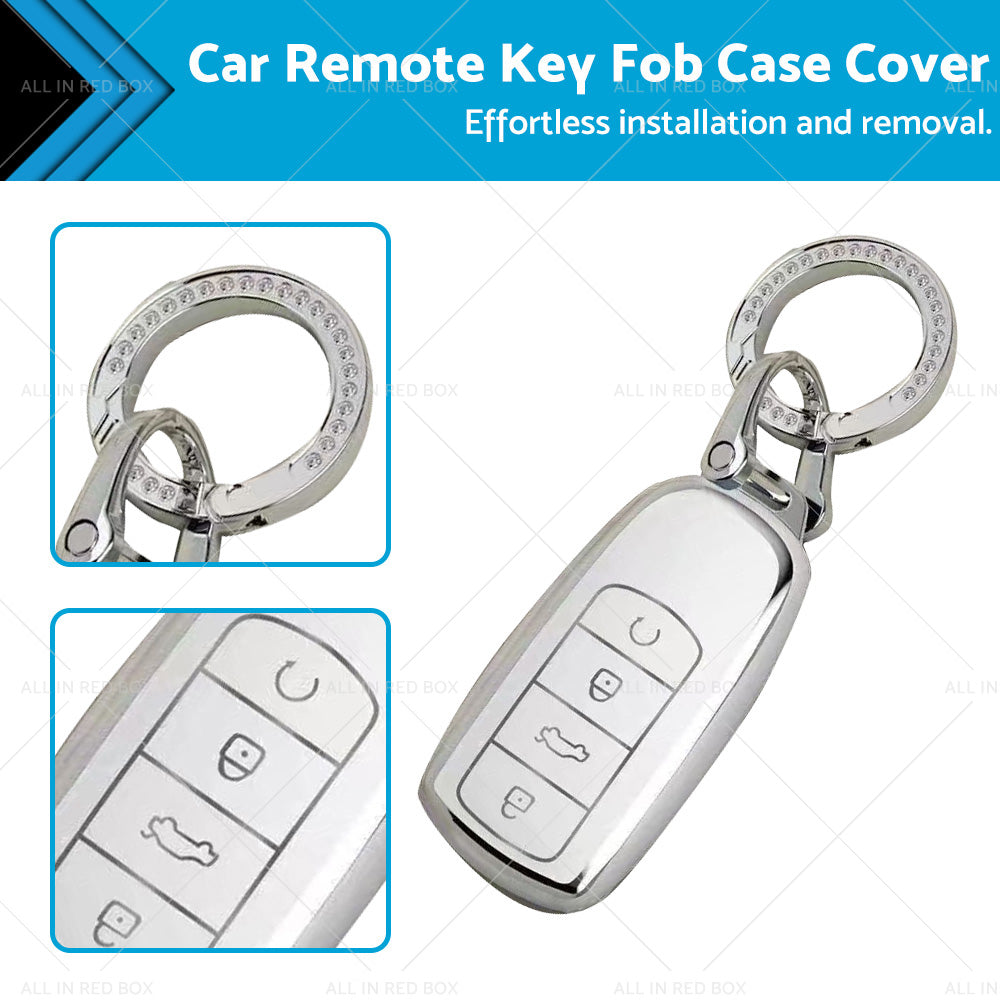 Suitable For Chery Omoda 5 Car Remote Key Fob Case Cover TPU White and Sliver