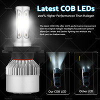 2x HB2 9003 H4 LED Headlight Globes Kit Hi or Low Beam 9000LM Brighter White