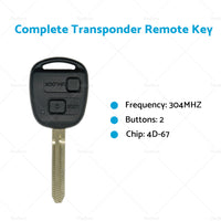 Complete Transponder Remote Key 304MHz Chip 60120 Suitable For TOYOTA Prado 120