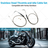 Stainless Steel 56-1 2 Throttle and Idle Cable Set Suitable for Harley-Davidson