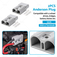 2 x GREY Suitable For ANDERSON STYLE PLUG 120A AMP PREMIUM HEAVY DUTY